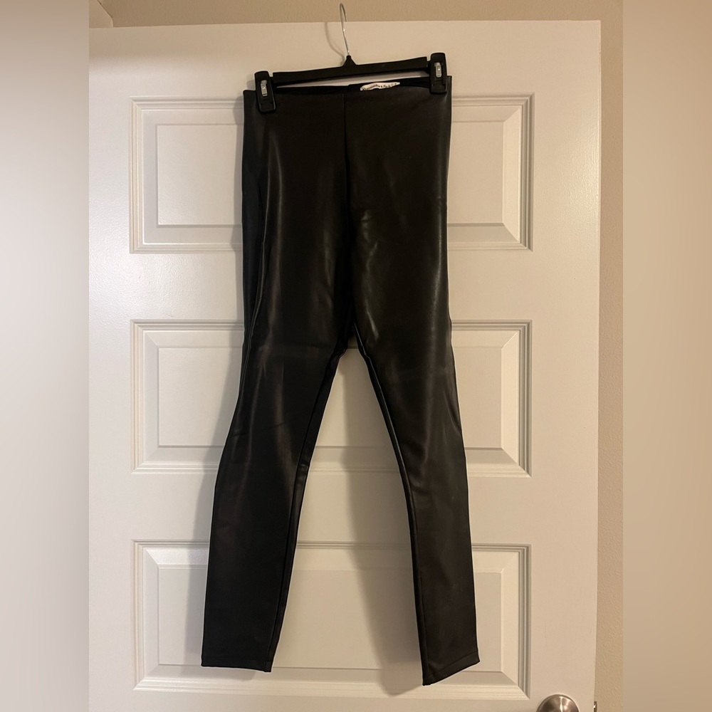 Abercrombie & Fitch Black High-Waisted Leather Leggings